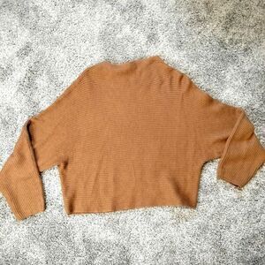 Leith Burnt Orange Wool Blend Dolman Sleeve Crop Knit Sweater Women's Size Xs